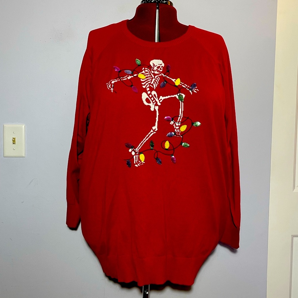 Torrid Dancing Holiday Light Skeleton Pullover Sweater